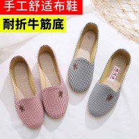 21春秋新款女鞋老北京布鞋中老年妈妈鞋一脚蹬牛筋底单鞋软底休闲